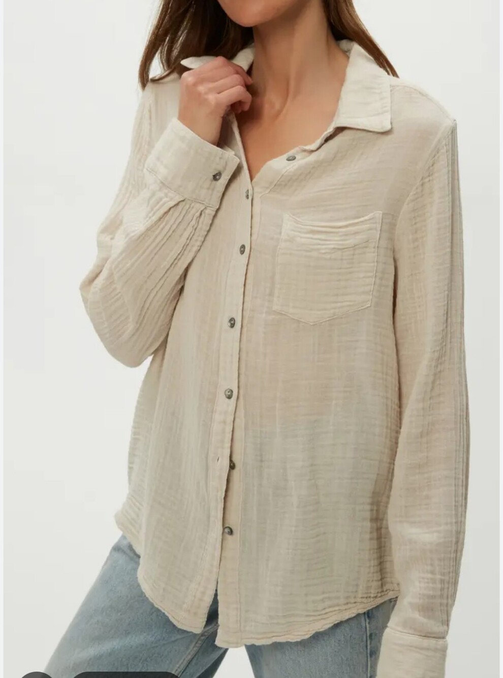 Women's Button-Down Gauze Shirt - Cream